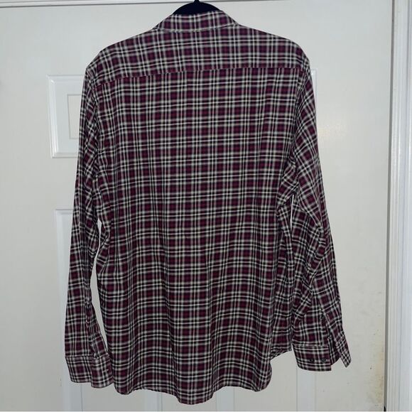 Theory 100% Cotton Zack Plaid Long-Sleeve Sport Shirt Button Front Collared XL - Picture 5 of 10